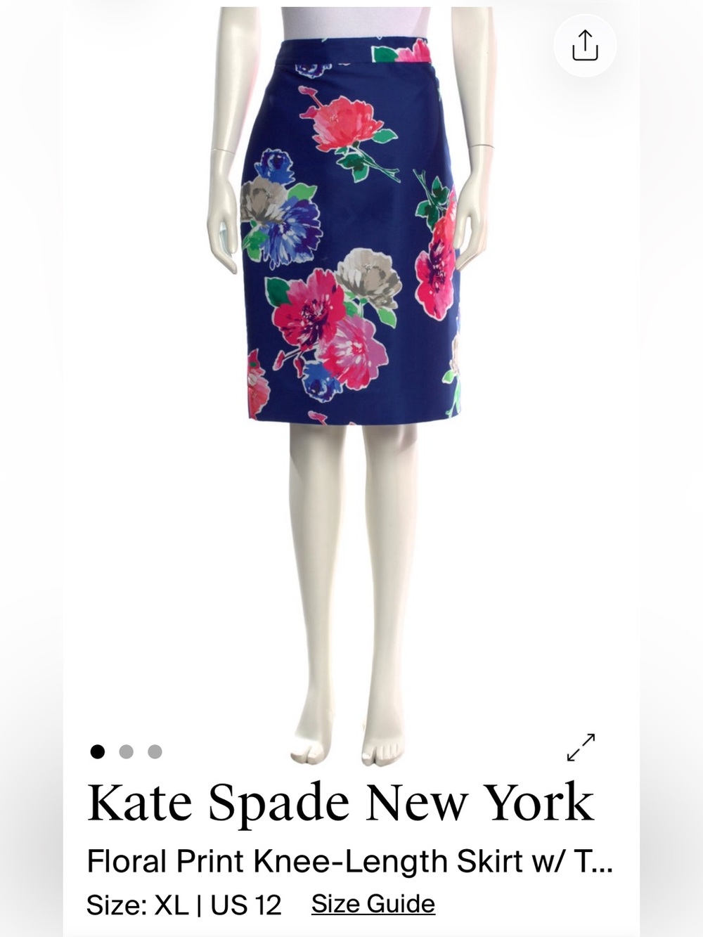 kate spade Navy Floral Knee-Length Skirt